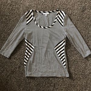 Jennifer Lopez Striped Pieced Top B&W Size M